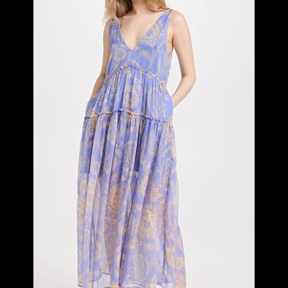 Free People Dresses & Skirts - Free People Julianna Maxi Dress Blue Floral Flowy Oversized Boho Size Med FLAW